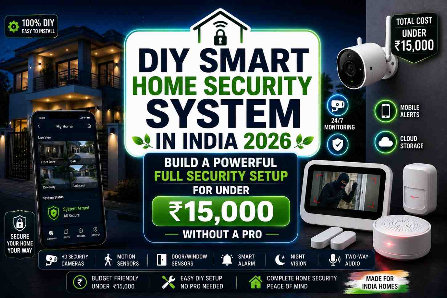 DIY Smart Home Security System in India 2026 — Build a Powerful Full Security Setup for Under ₹15,000 Without a Pro