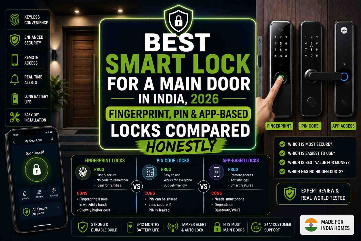 Best Smart Lock for A Main Door in India, 2026 — Fingerprint, PIN & App-Based Locks Compared Honestly