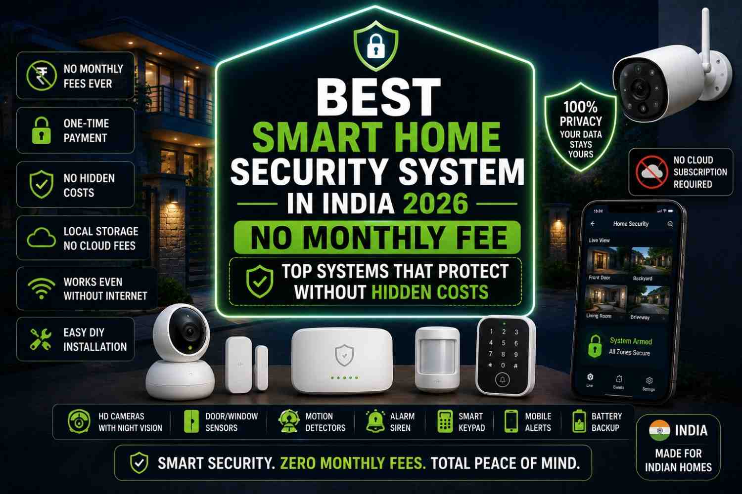 Best Smart Home Security System in India 2026 No Monthly Fee — Top Systems That Protect Without Hidden Costs
