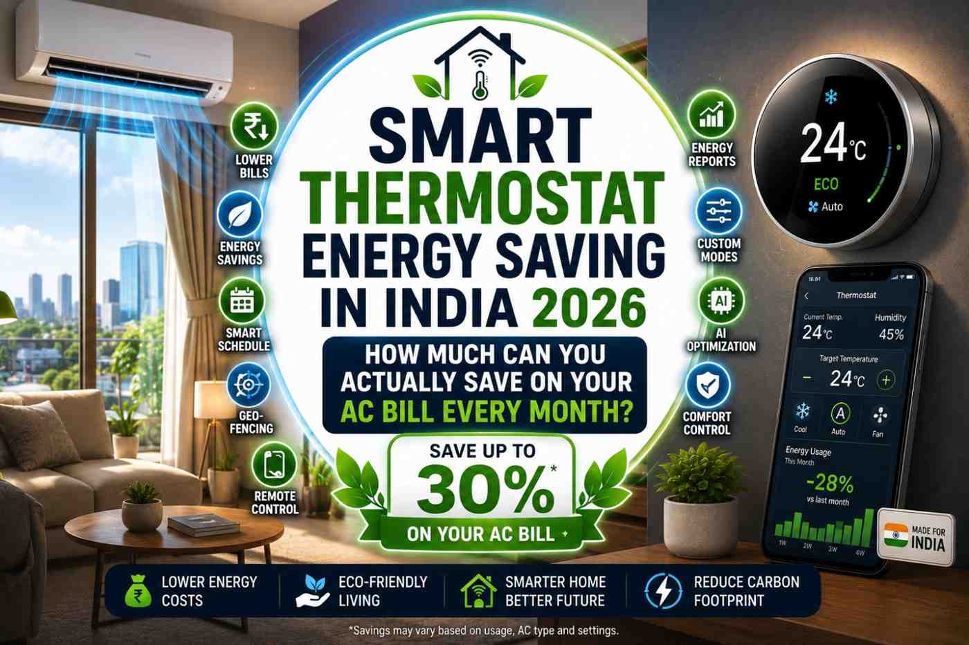 Smart Thermostat Energy Saving in India 2026 — How Much Can You Actually Save on Your AC Bill Every Month?