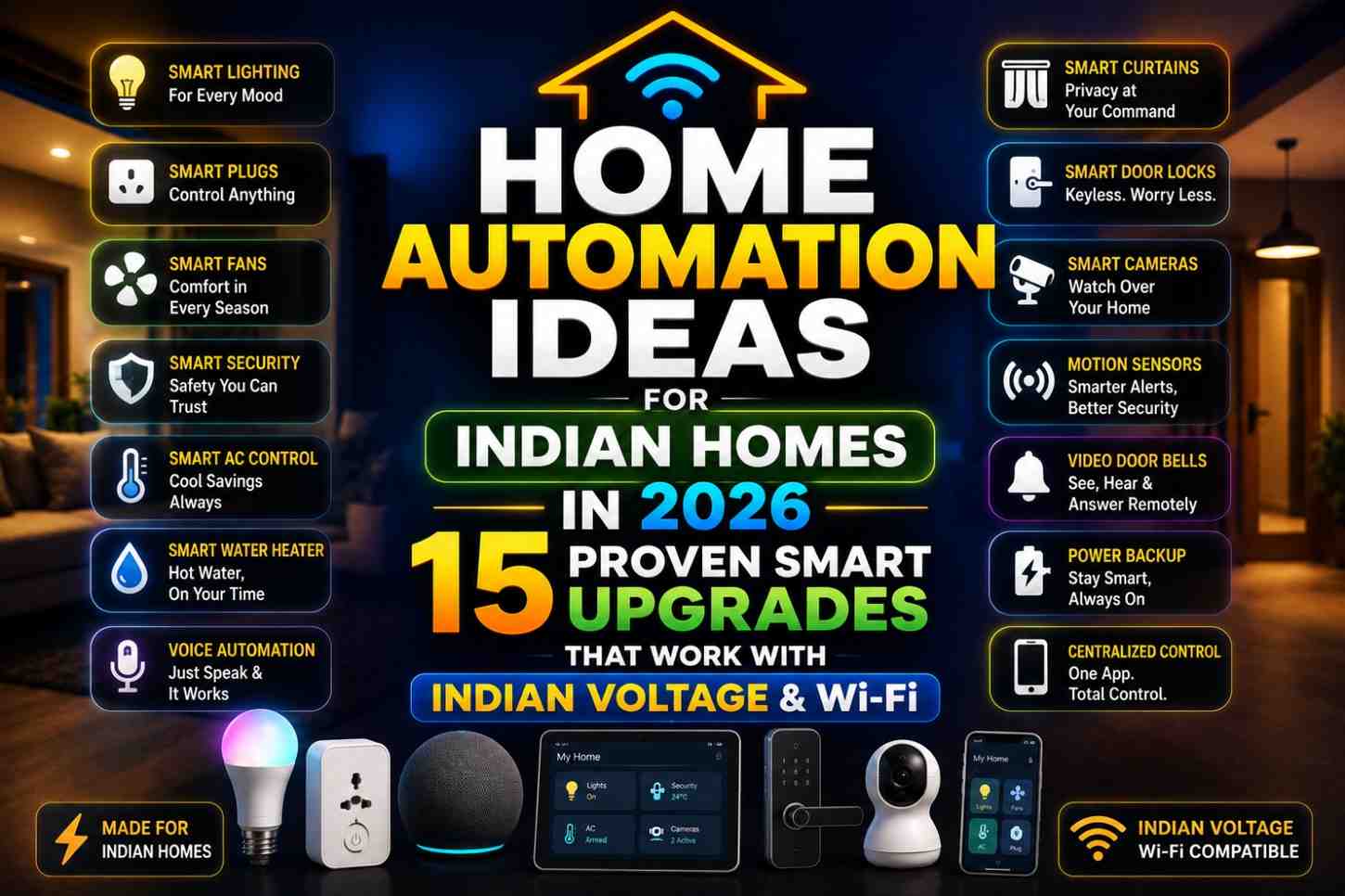 Home Automation Ideas for Indian Homes in 2026 — 15 Proven Smart Upgrades That Work With Indian Voltage & Wi-Fi